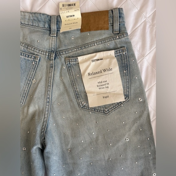Cotton On women’s Light Blue Relaxed Wide Jeans size: 26 - Picture 5 of 10